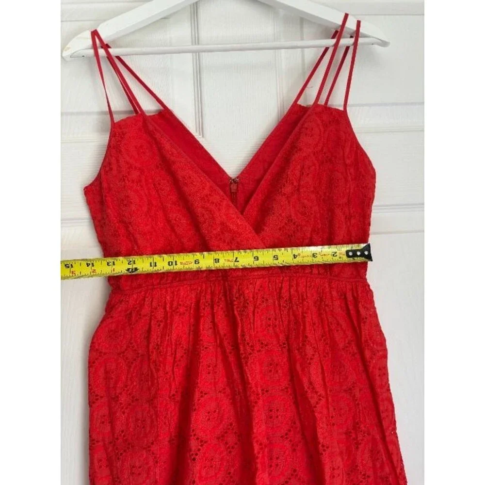 JCREW $198 Petite double-strap midi dress in eyelet Size 2P Coral Red